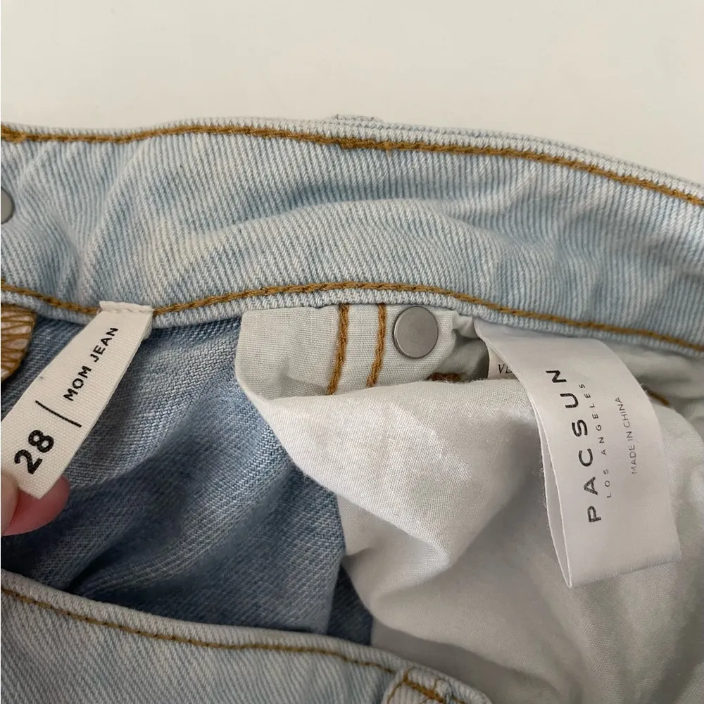 💛PACSUN ECO Hopper Patch Mom Jeans Size 28 Colorblock Light Blue High Rise - Image 5