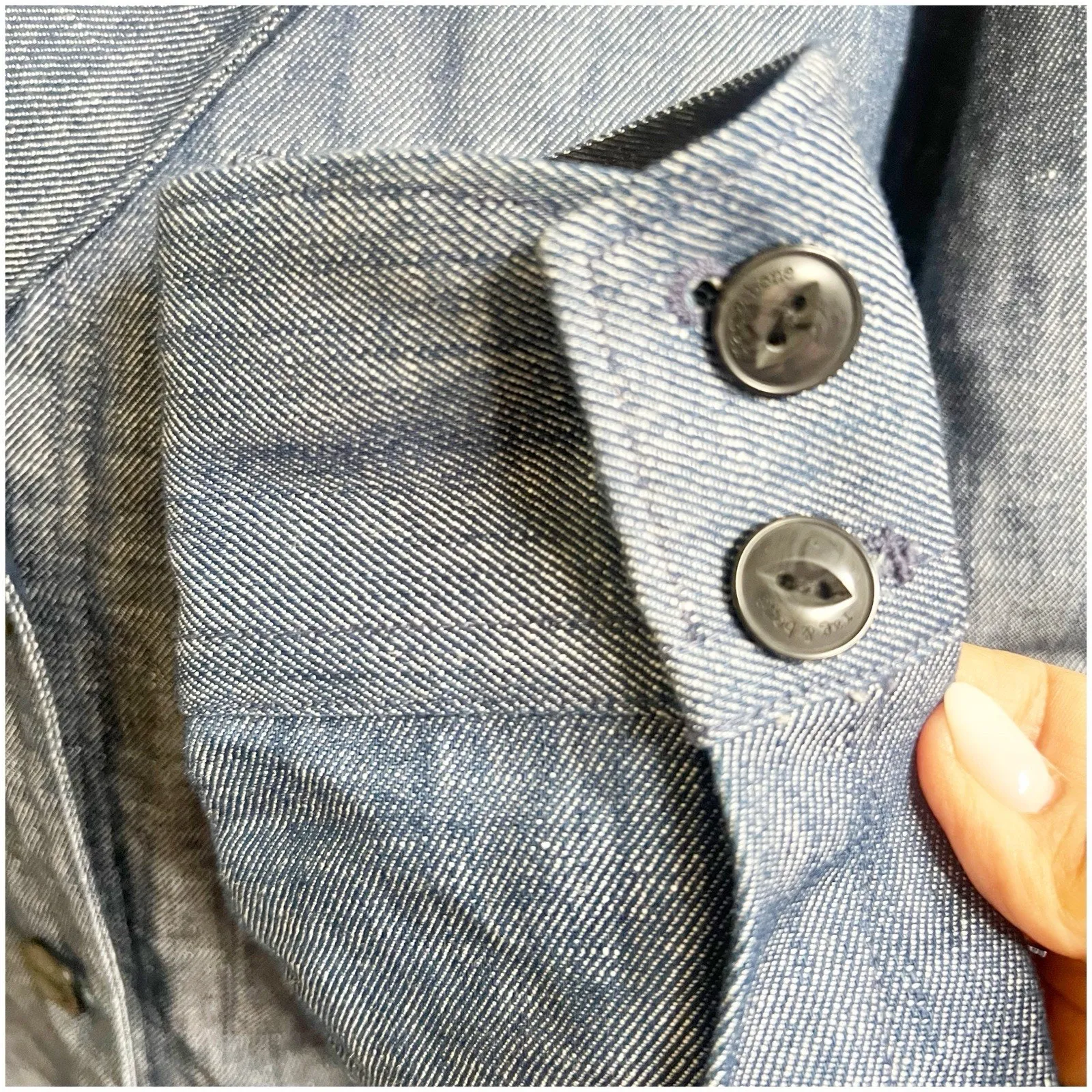 Rag & Bone Jessie Linen Blend Blue Chambray Shirt Jacket Button Size Large - Image 7