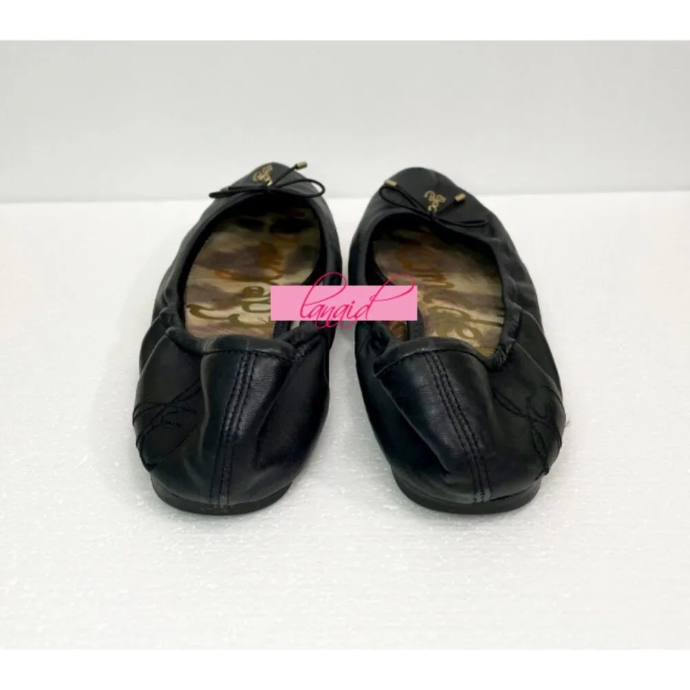 Felicia Ballet Flats Black Leather Slip-On Ballerina Comfortable 7 - Image 5