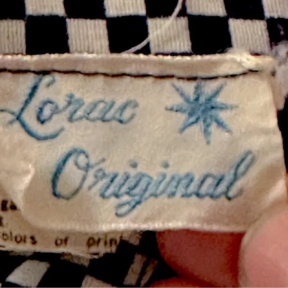 Lorac Original Vintage 1970s 1980s Union Made Blue White Gingham Plaid Necktie Size M - Image 14