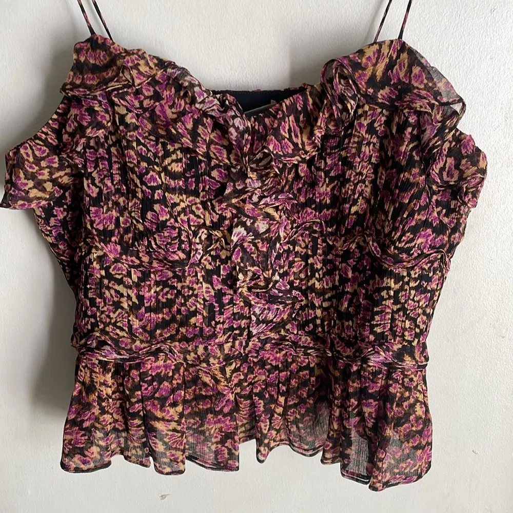 Ulla Johnson Della Silk Chiffon Top in Pomegranate - Image 8