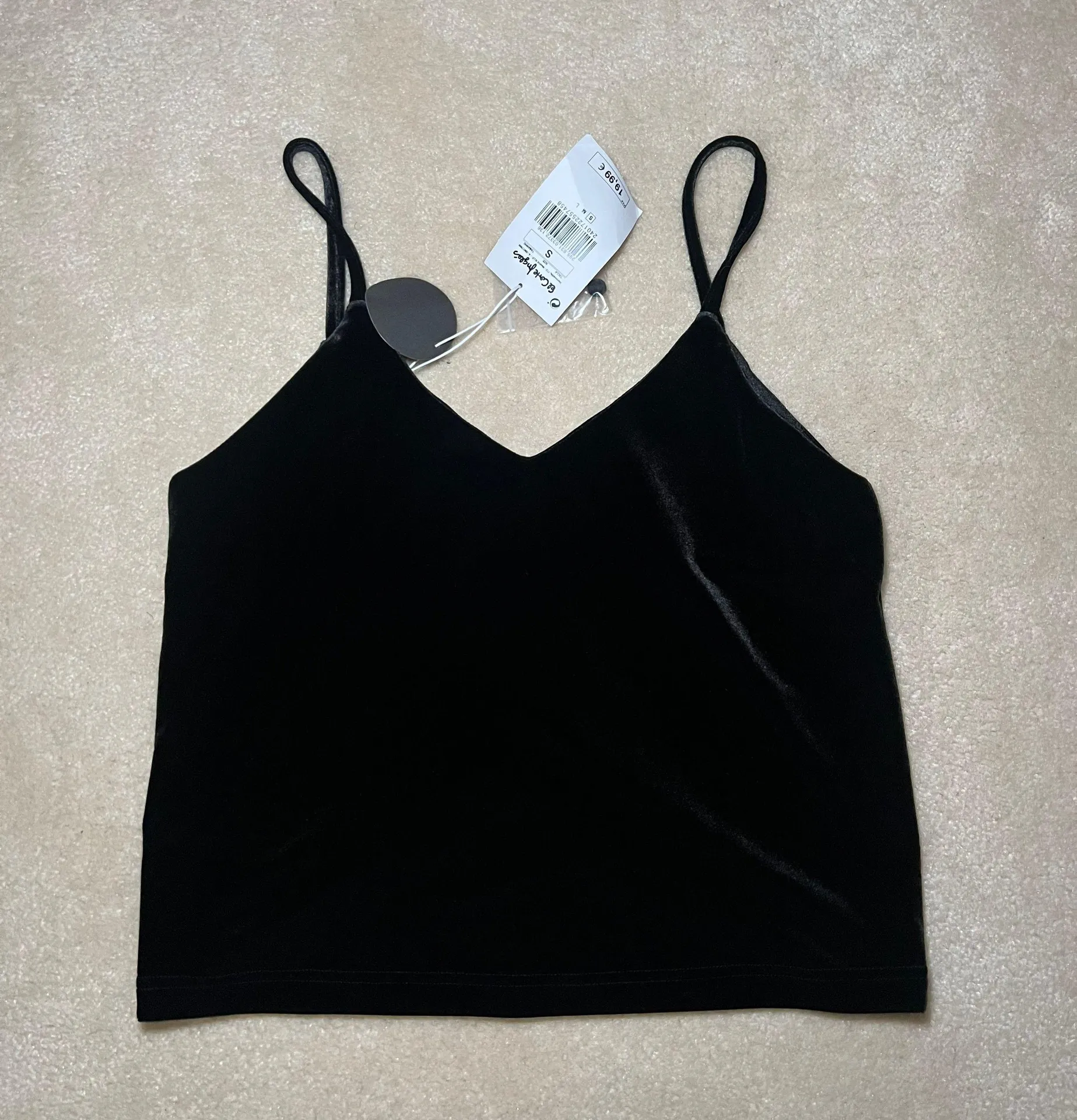 NWT Green Coast Velvet Black Top | Small | El Corte Ingles - Image 2