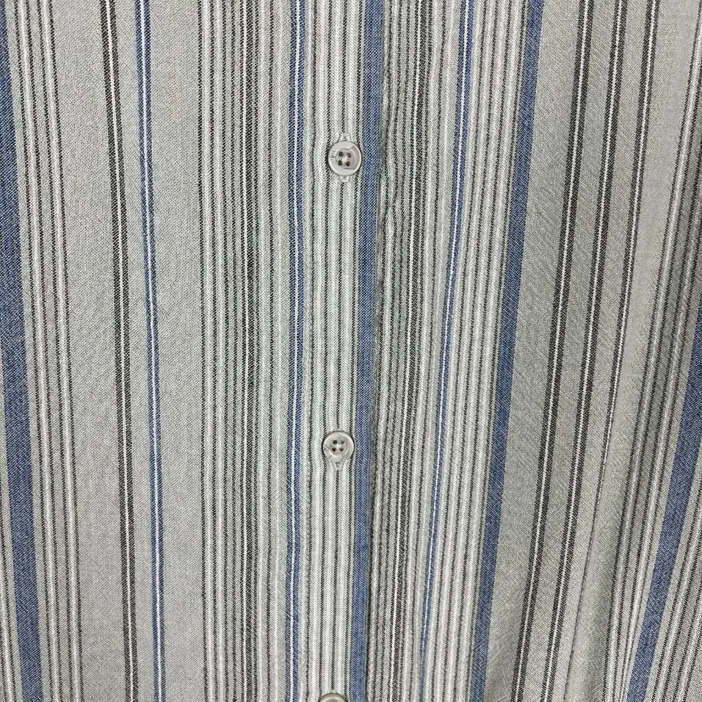 Cloth &‎ Stone Dress Small Green Stripe Linen Blend Button Back Short Sleeve S - Image 7