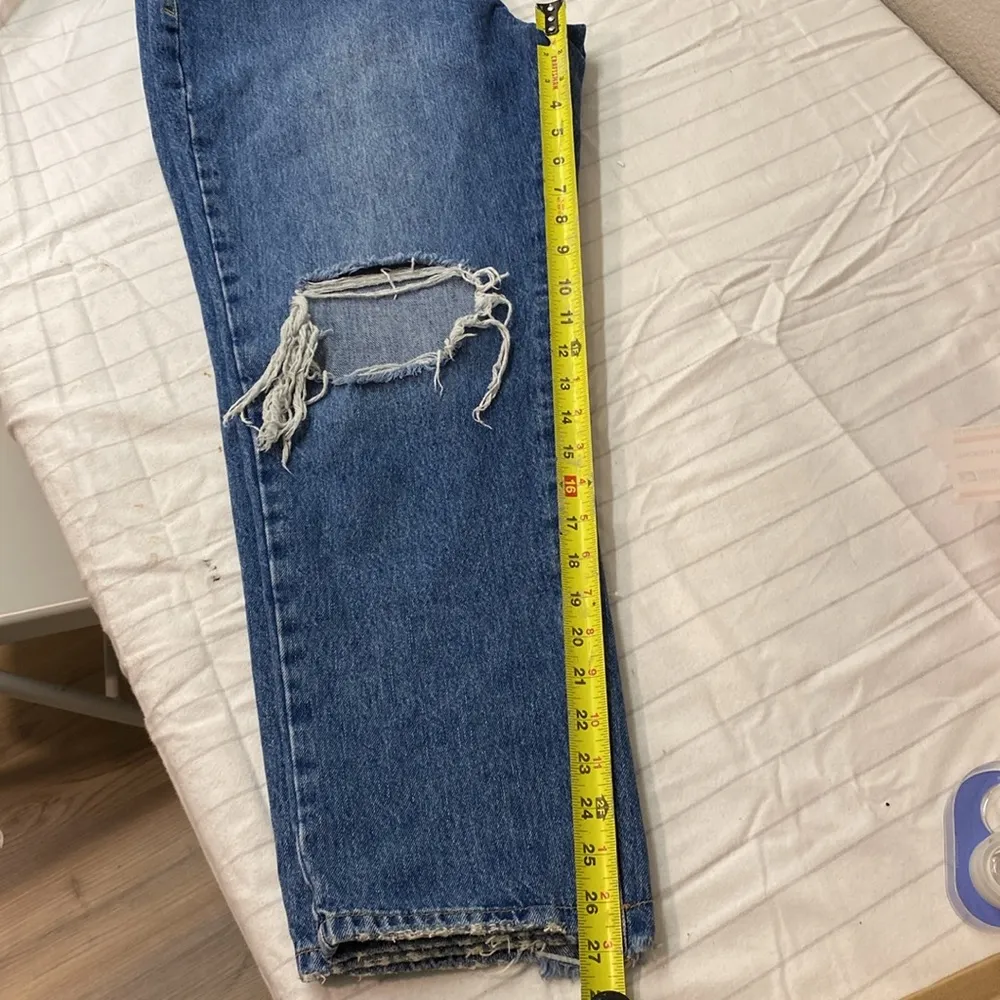 GOOD AMERICAN Good Vintage High Rise Straight Leg Jeans Indigo043 Distressed‎ 15 - Image 12