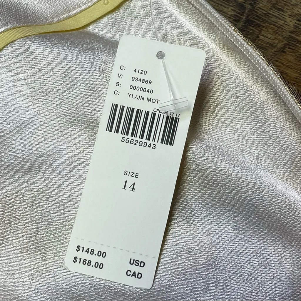 NEW Anthropologie Maeve Faye Flounced Jacquard Mini Skirt Sz 14 Yellow Metallic - Image 10