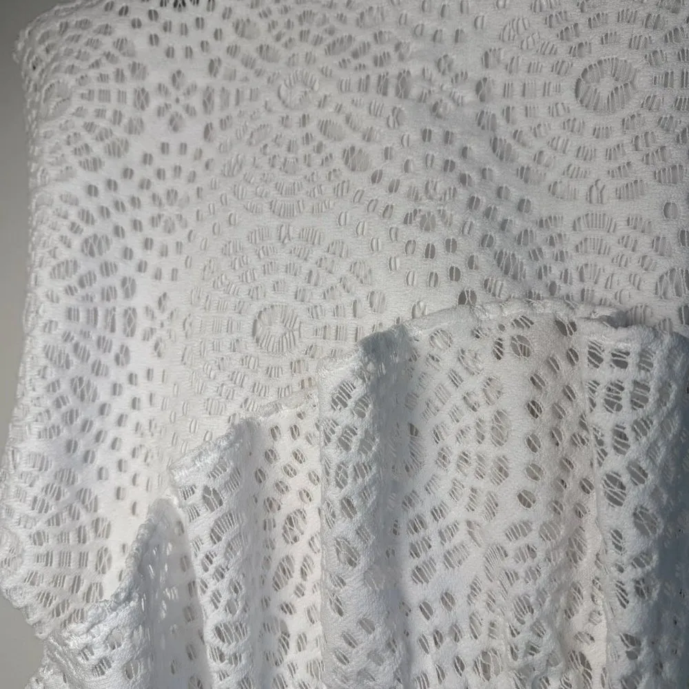 Lilly Pulitzer Top Matteo One Shoulder Lace Resort Sea Urchin White Sz Sm - Image 5