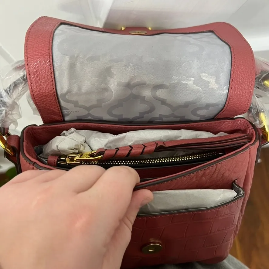 OrYany Burgundy Shoulder Bag NEW Leather Croc Tassel Crossbody Purse Flap - Image 10