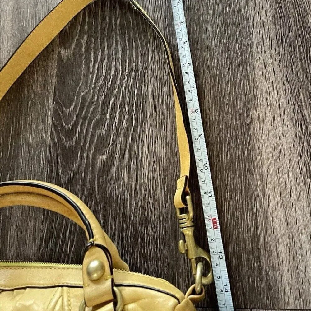 Vintage JUICY COUTURE Yellow Genuine Leather Baguette Purse Tote Bag Y2K - Image 11