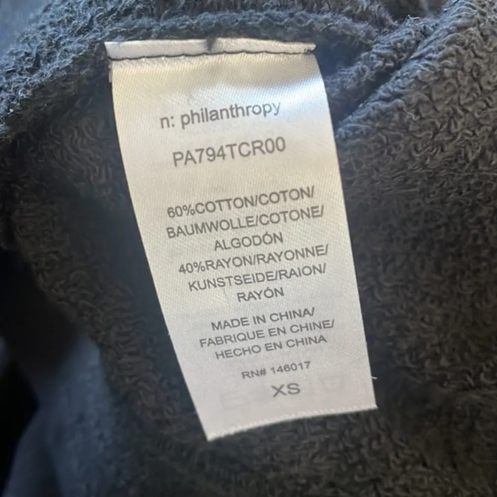 n: philanthropy sweatpants woman’s black distressed pockets cotton blend pant XS - Image 4