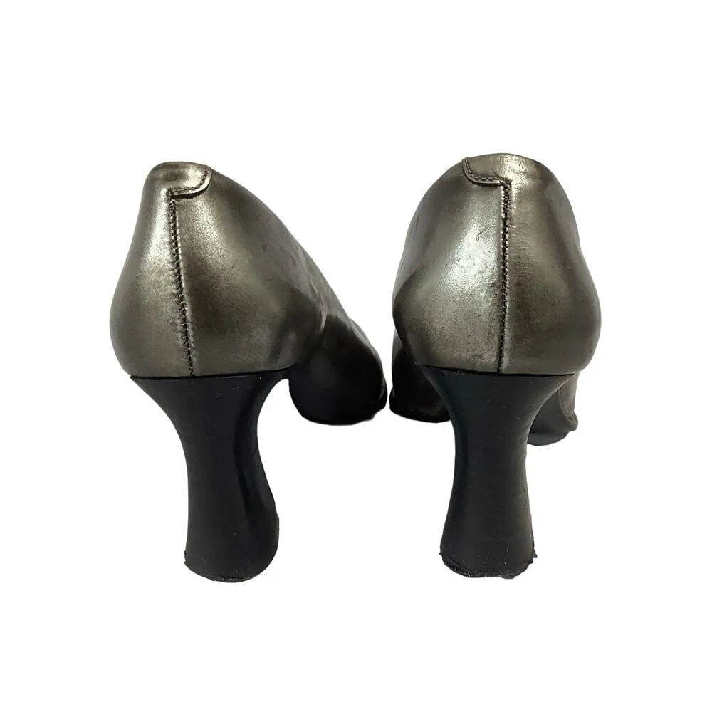 Nuova Donna Silver Gunmetal Pumps Size 7.5 - Image 4