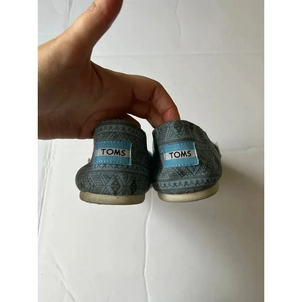 Women’s Flat slip on shoes W7 Blue with Ethnic Print - Image 6