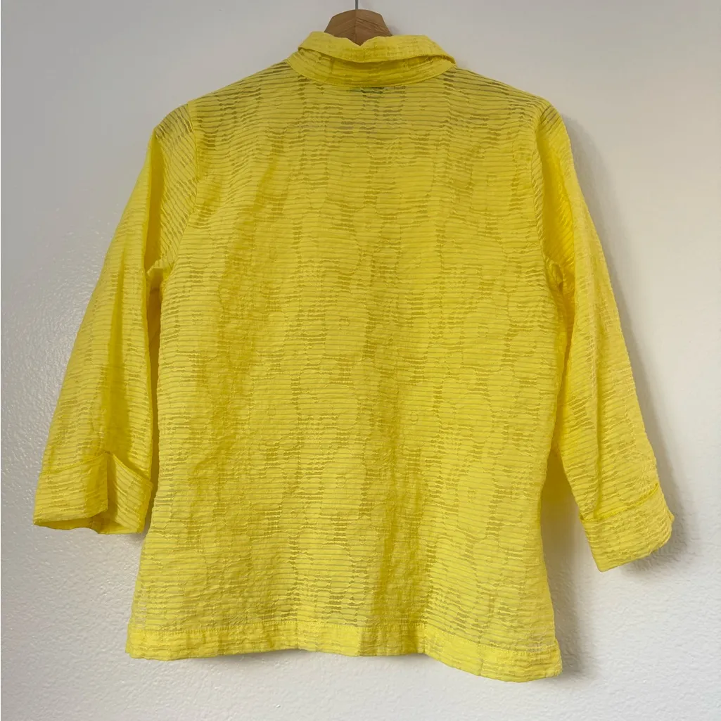 Habitat Yellow Wearable Art Blouse Shirt Top Artsy Unique size M - Image 3
