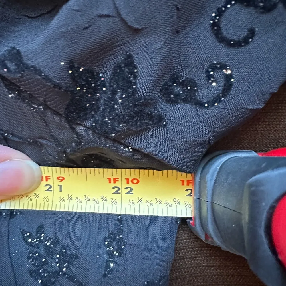 Dress Barn Collection Black Floral Lace Shimmer Print Asymmetrical Sleeves Sz XL - Image 12