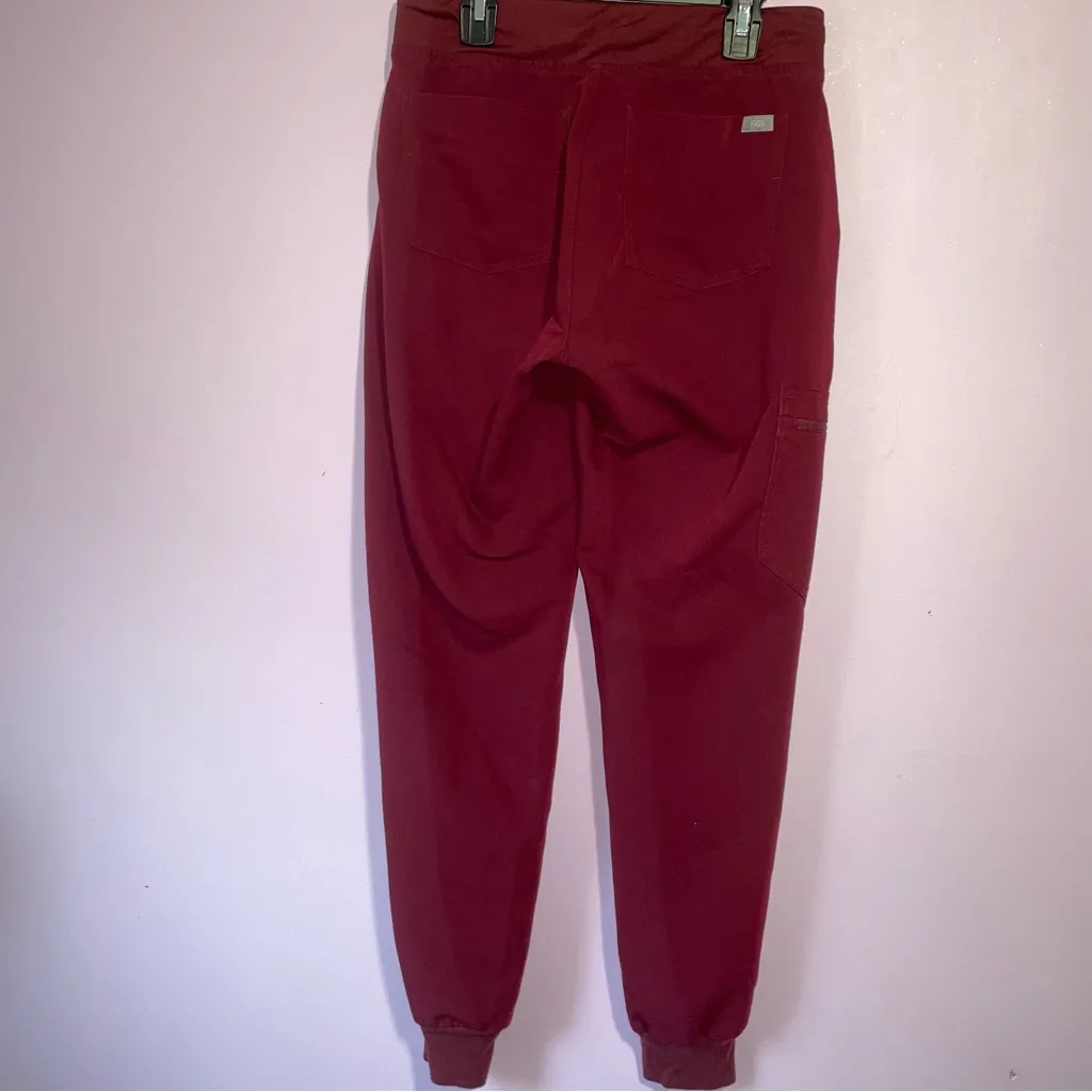 Figs Zamora Jogger Scrub Pants Women XS Burgundy Nurse Active Workwear Lounge - Image 5