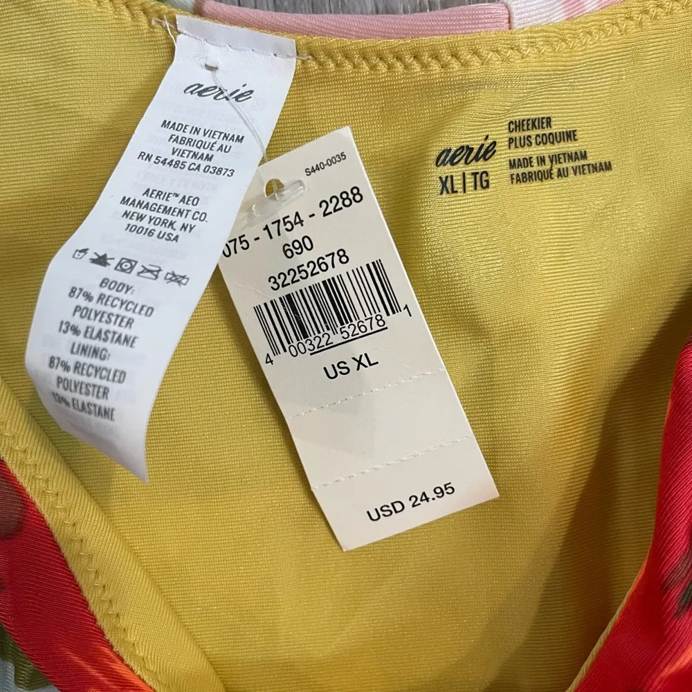 Aerie Cheekier High Cut Floral Tropical Print Bikini Bottoms size XL Cheeky - Image 2