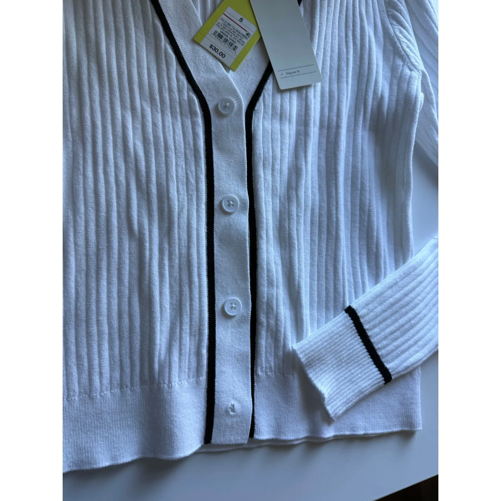 $30 New All In Motion White Ribbed Cardigan - Small - Image 7