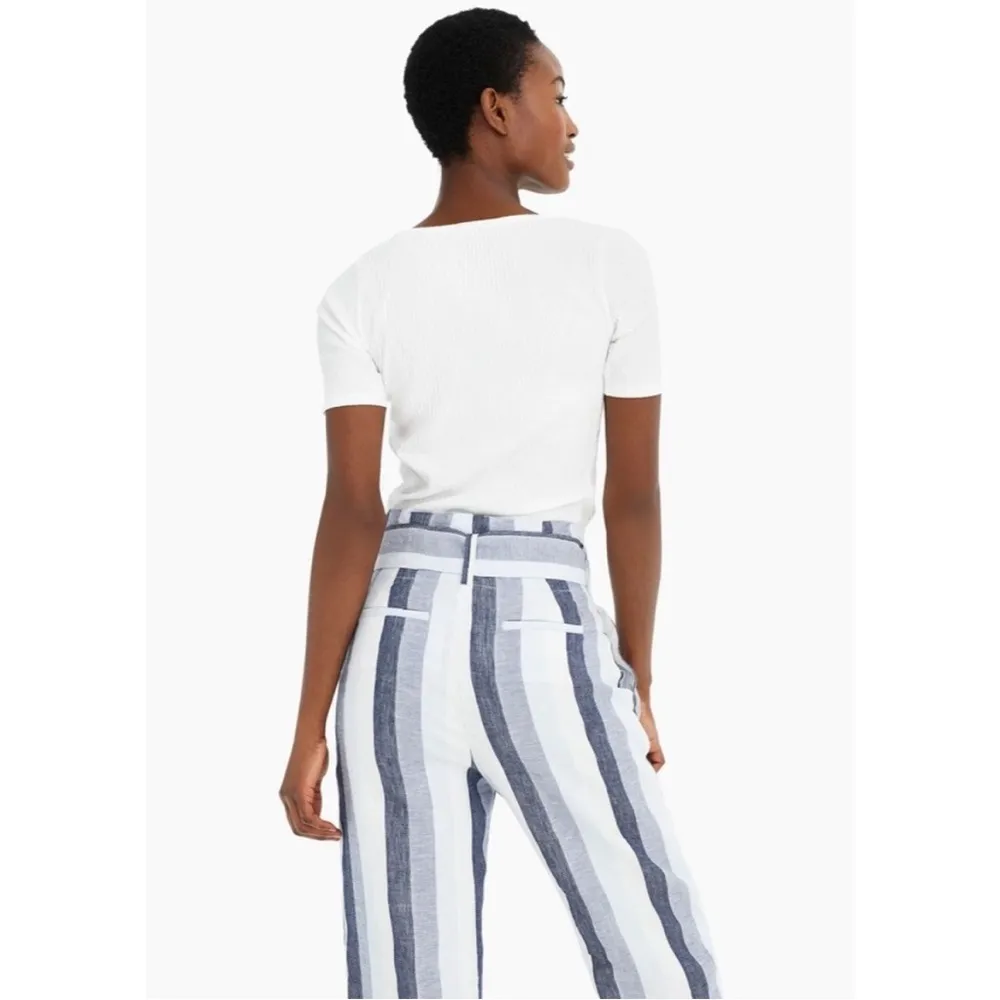 J. Crew Top Scoop Neck Rib Henley Tee X-Small White - Image 4