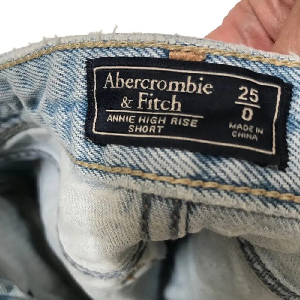 Abercrombie & Fitch Annie high-rise distressed cut off denim jean shorts 25/0 - Image 3