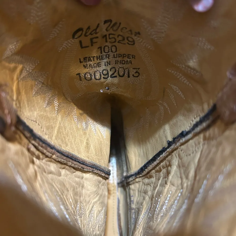 Ladies Old West Brown Leather Western Boots - Image 3