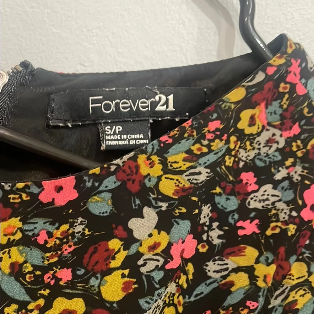Forever 21 Floral Dress bright colors on black small - Image 2