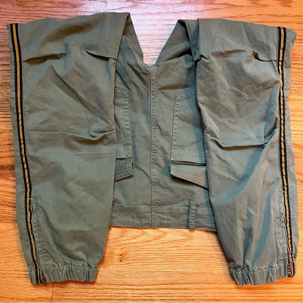 Nili Lotan Cropped French Military Pants Camo Green Grosgrain Tape Size 2 - Image 8