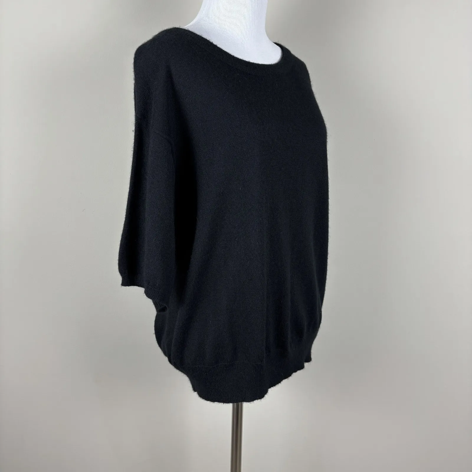 Jacque & KoKo Sweater Womens 18/20 Black Short Sleeve Wool Blend Knit Minimalist - Image 3