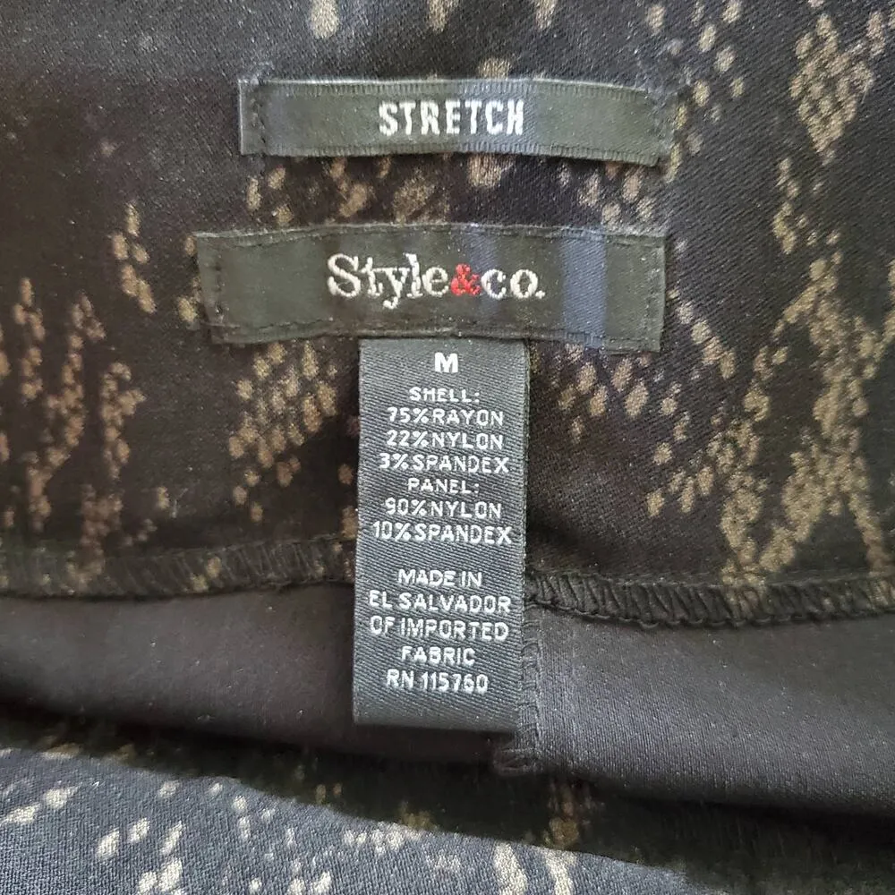 Style & Co Stretch Black Snakeskin Pattern Pants M - Image 5