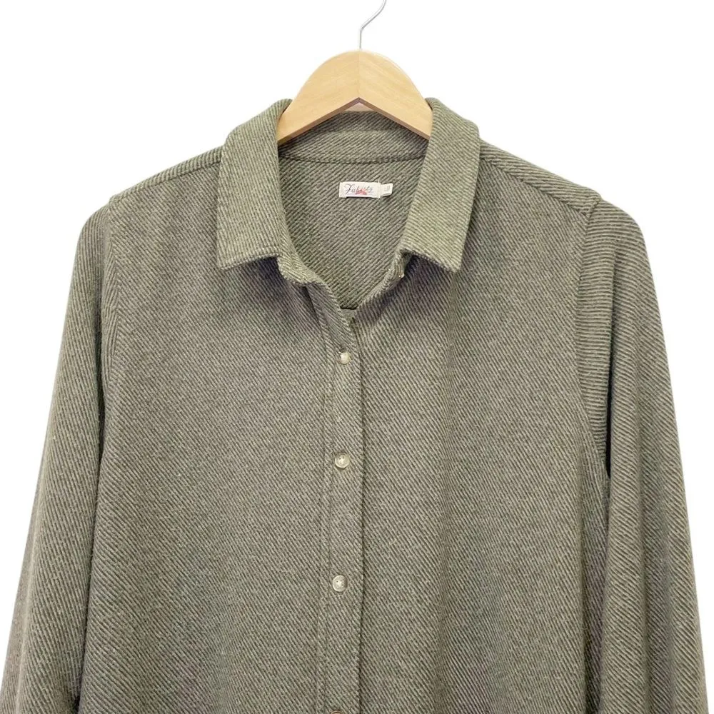 Faherty Legend Sweater Mini Shirtdress Tunic in Olive Melange Flannel Size Large - Image 8