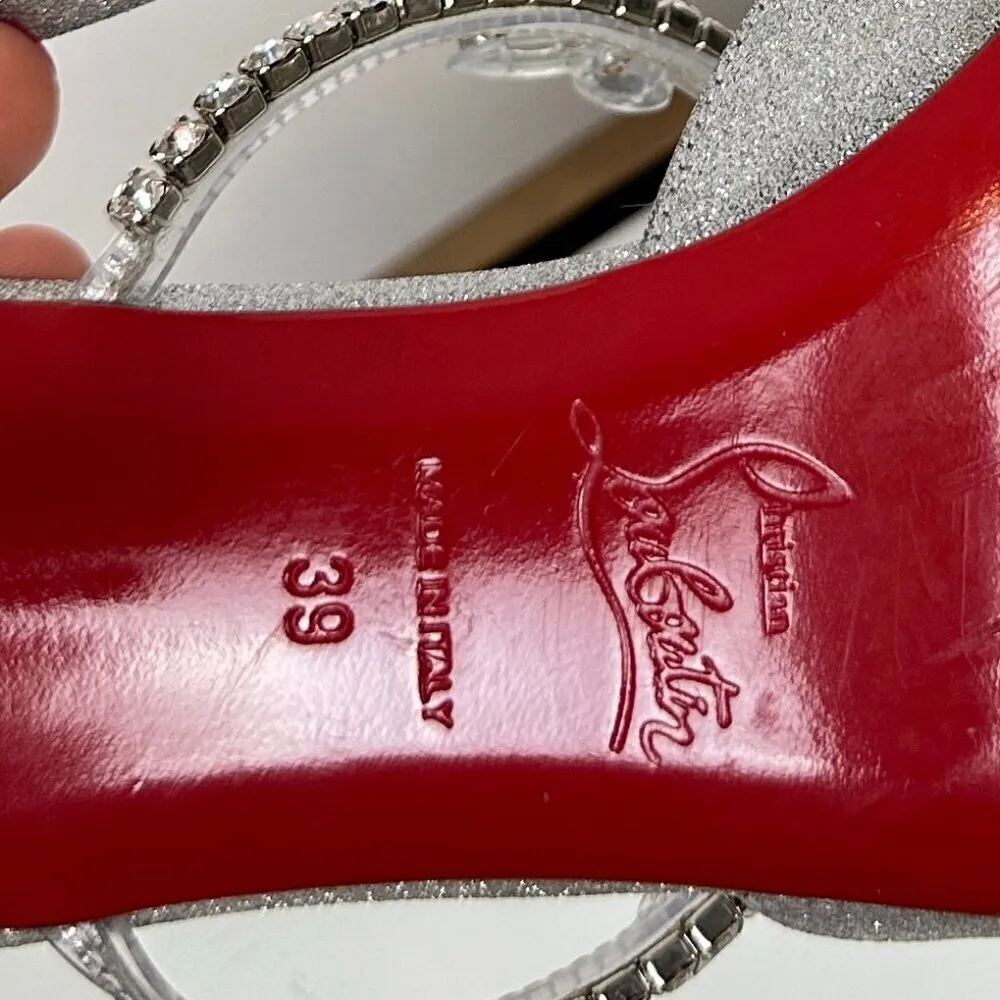 CHRISTIAN LOUBOUTIN Planet Queen 70 Glitter Leather Pump in Silver Glitter - Image 11