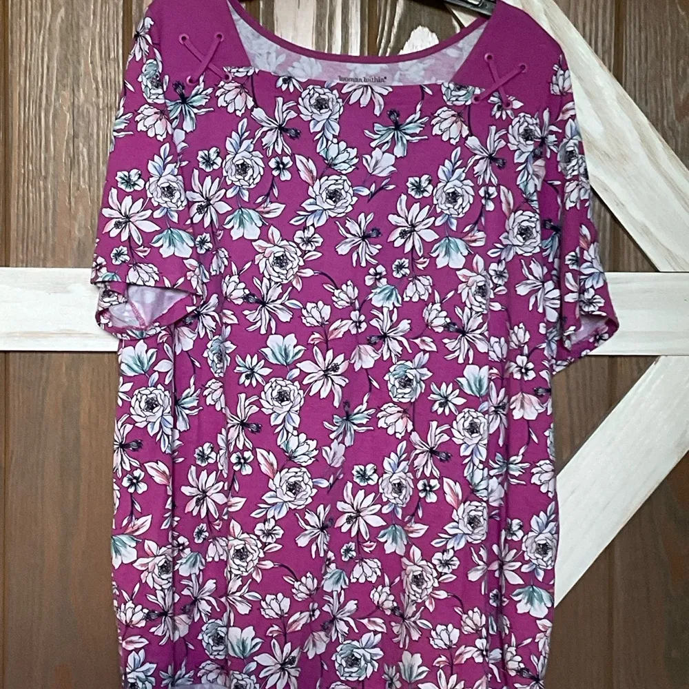 Woman Within Floral Purple Women's Top w/Shoulder Detail P2P 26-29” SIZE 1X - Image 4