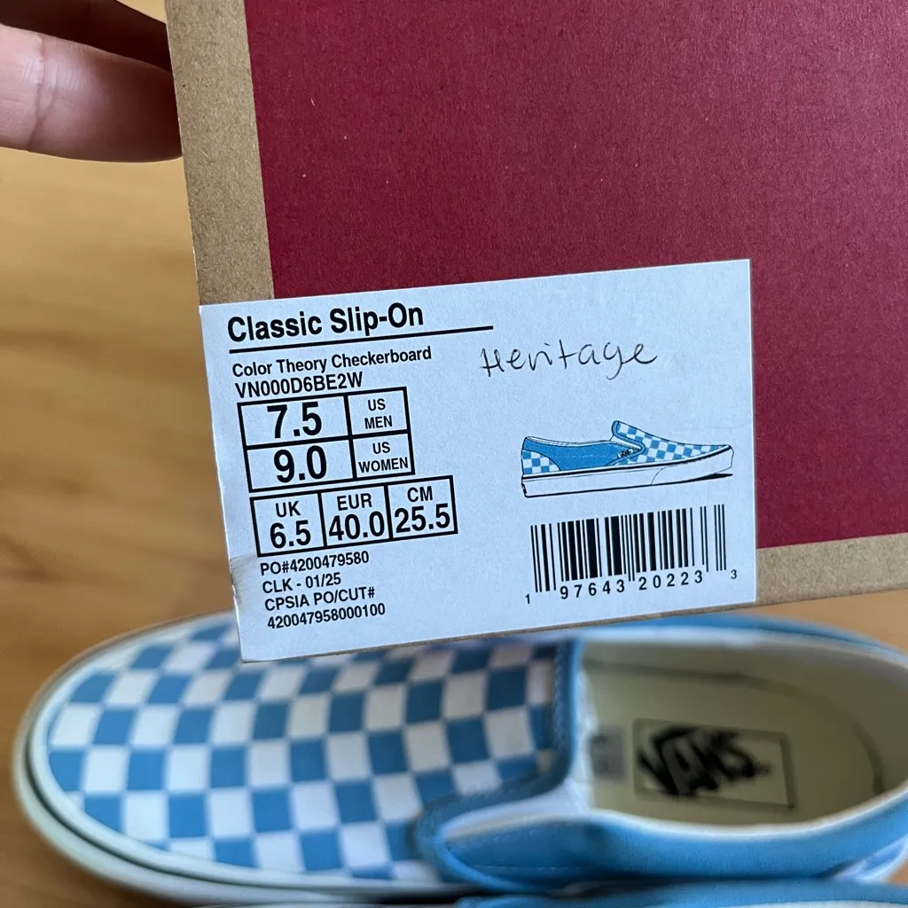 Vans Classic Slip-On Checkerboard Shoes Women 9.0 US Mens 7.5US - Image 7