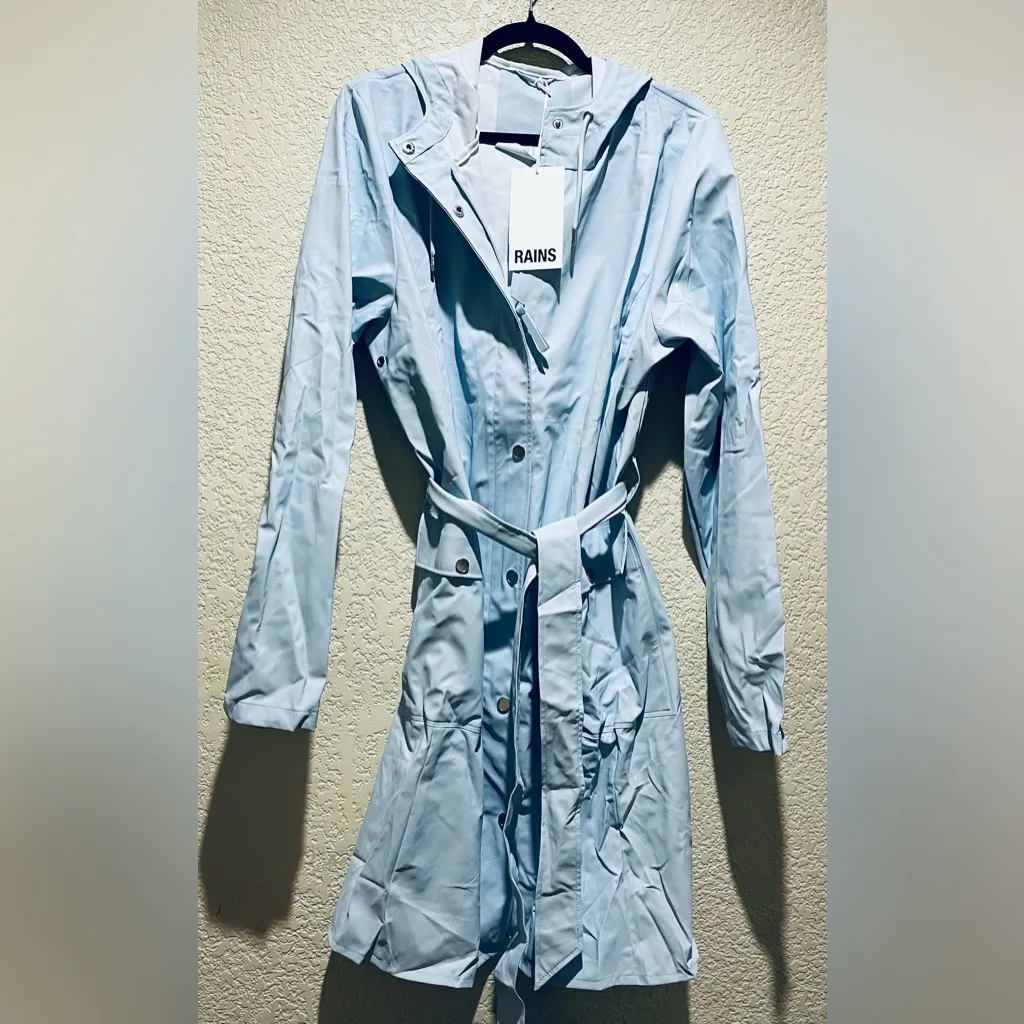 NWT Curve Women’s Rains Waterproof Raincoat Blue Hooded Trench Coat Size XL - Image 6
