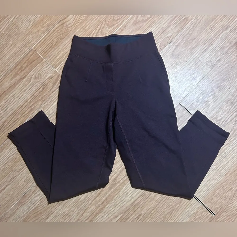 Women 6 HEATHERED BURGUNDY ’Kit and ace’ stretch pull on pants w/pockets Purple - Image 10