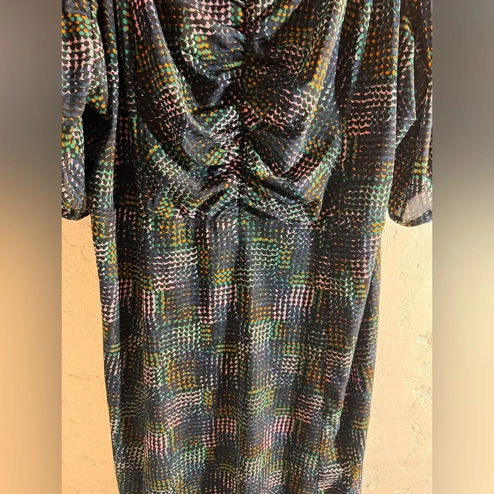 Cabi Elegant Multicolor Dress sheer sleeves square neckline party event flowy - Image 6