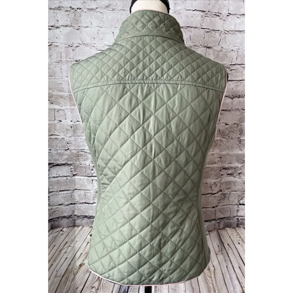 Francesca's Mi‎ Ami Green Quilted Zip Vest Womens S Casual - Image 3