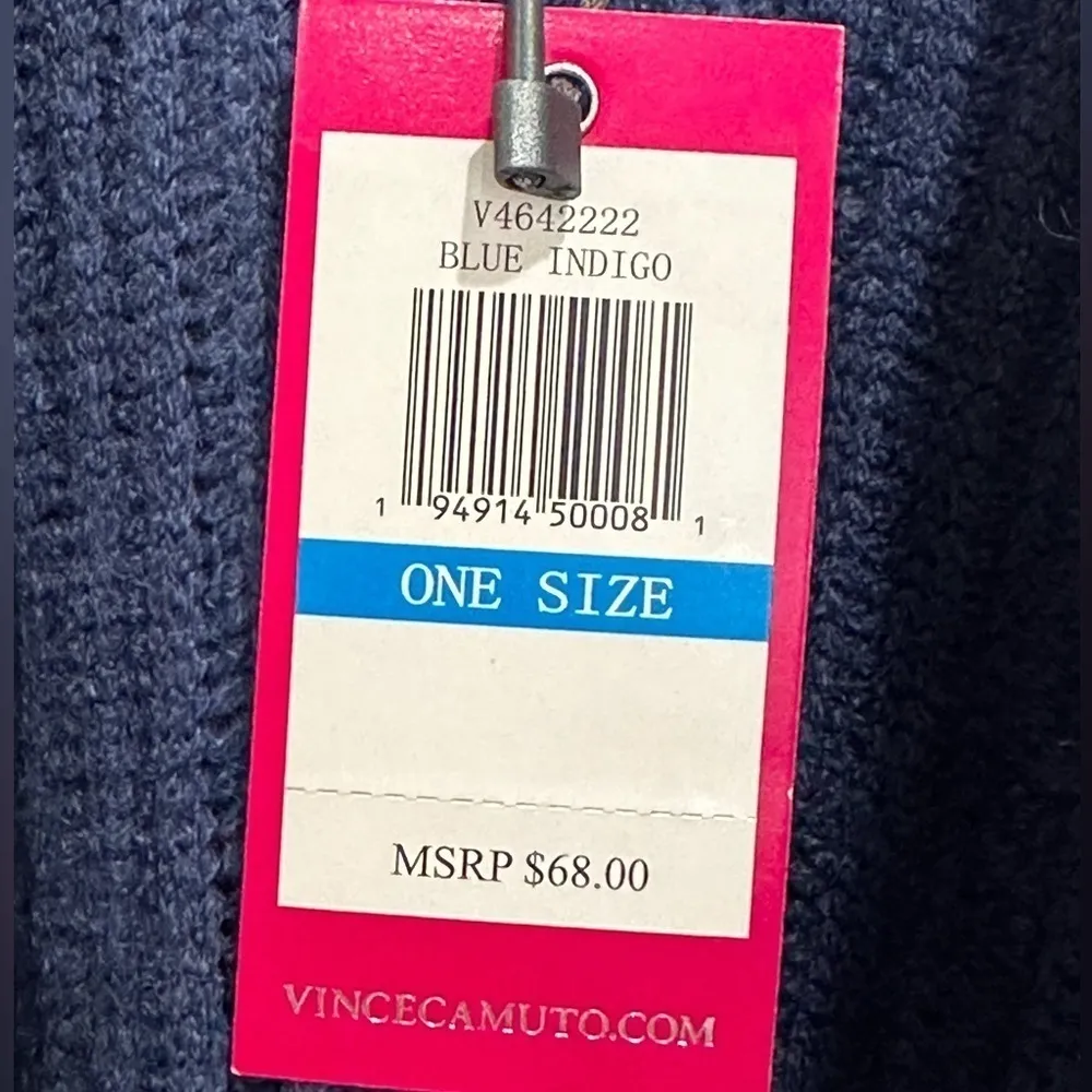 NWT Vince Camuto Textured Knit Kimono Topper Shawl Blue Fringe Boho - Image 6