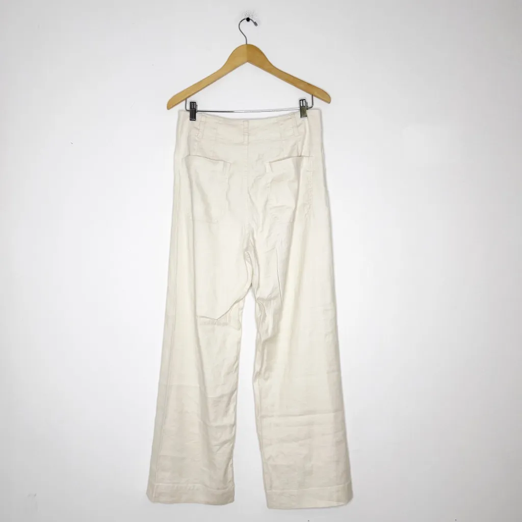 Maeve The Colette Wide Leg Pants Cream Linen Blend Size 30T Anthropologie - Image 4