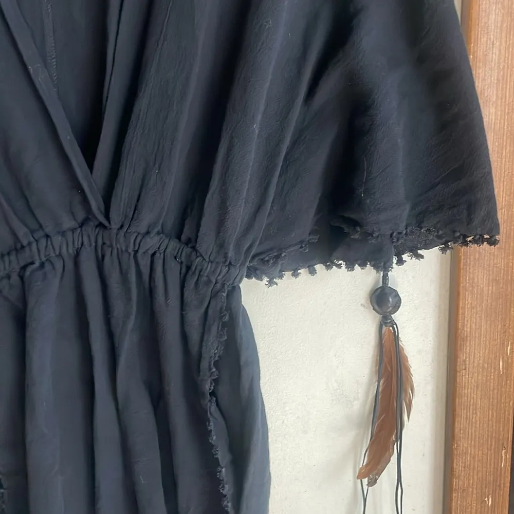 Caravana Izamal Fringed Cotton Gauze Playsuit Black Size undefined - Image 5