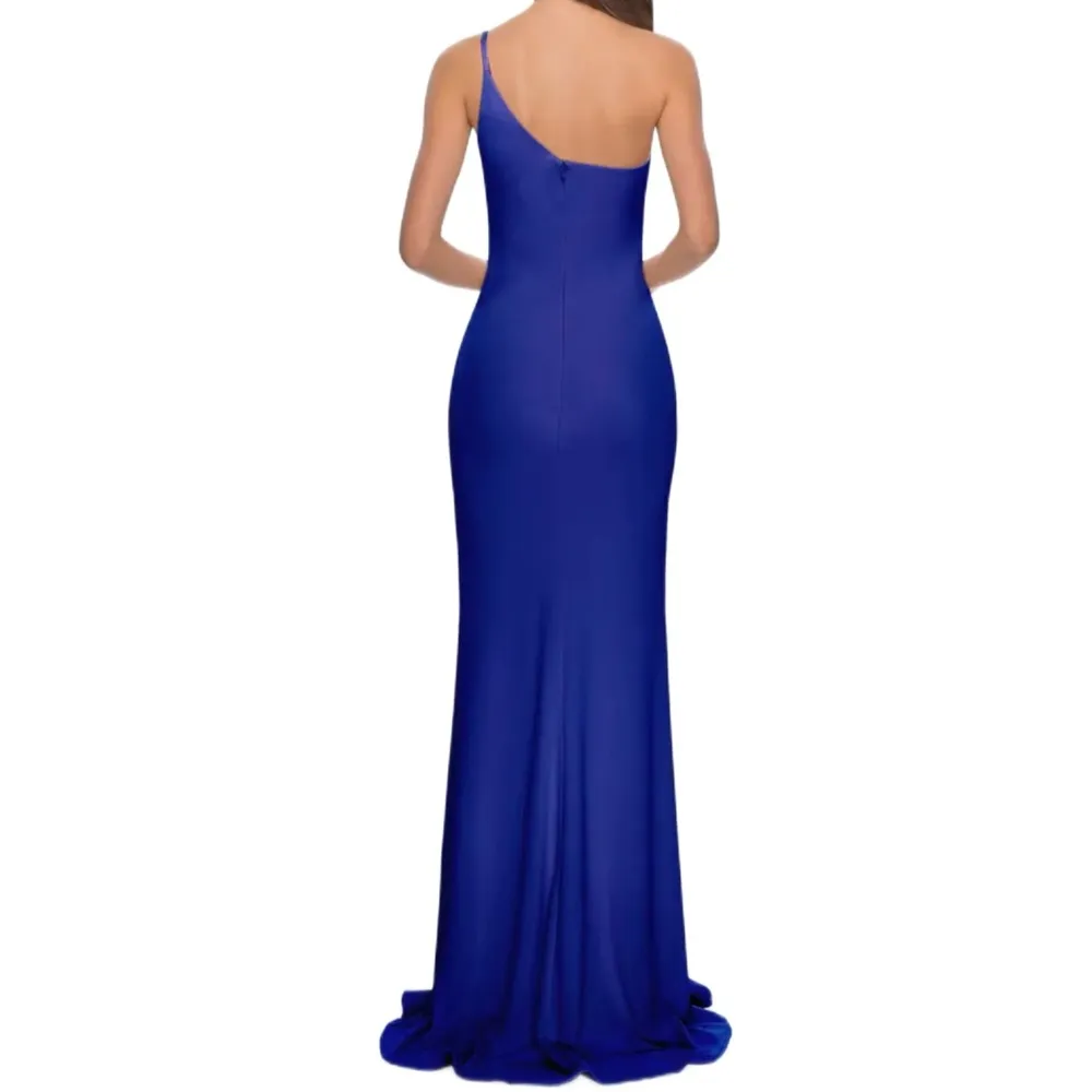 La Femme Women’s One-Shoulder Jersey Gown Royal Blue Sz 2 - Image 4