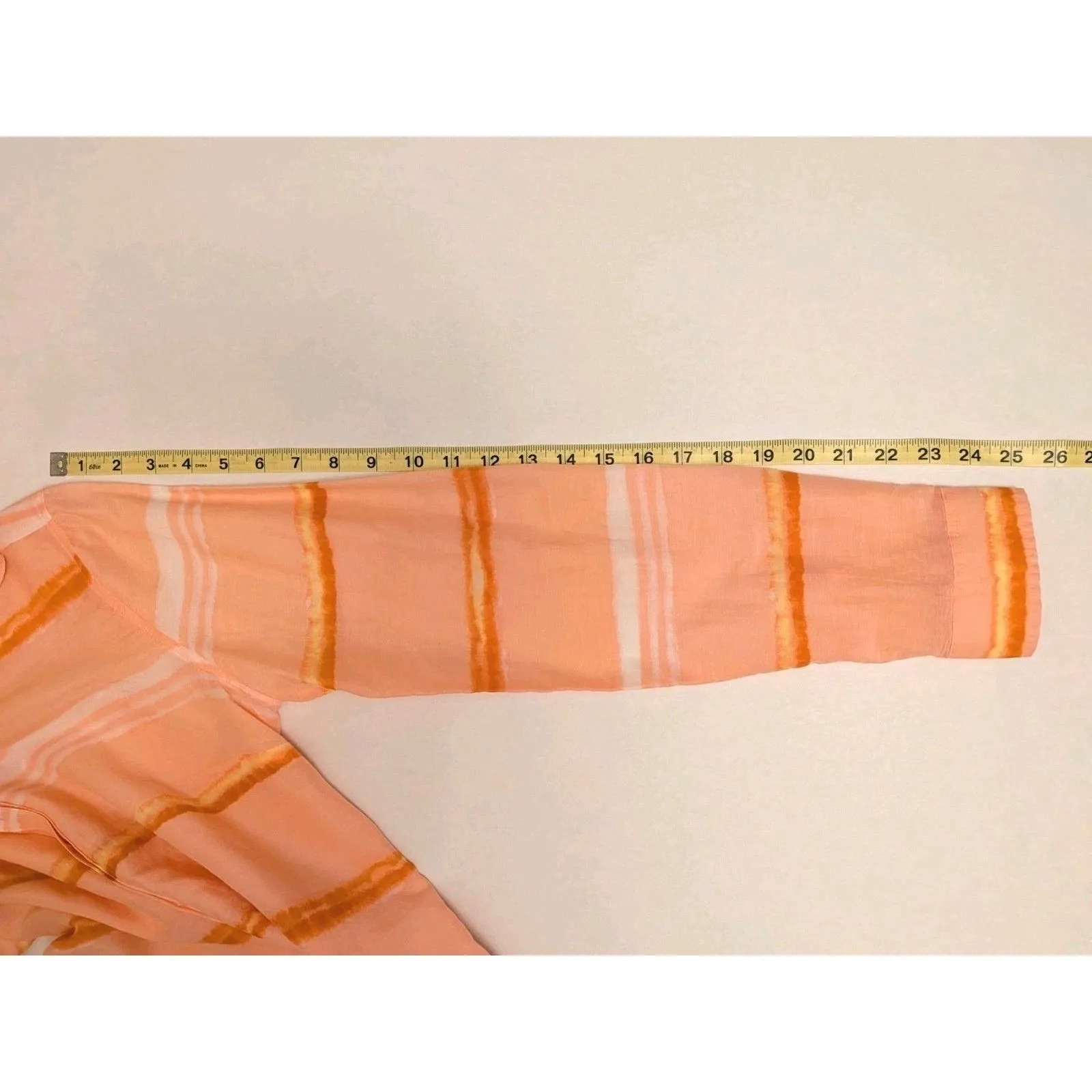 JCP Wmn Sz M Orange Silk Blend Button Up Preppy Coastal Ethereal Grandma Size M - Image 4