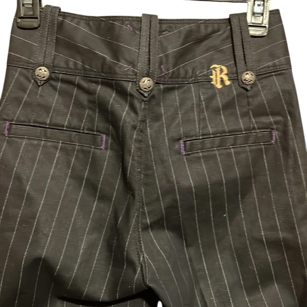 RICH & SKINNY Women's SIZE 24 Black Pinstripe wide leg slacks high waisted - Image 7