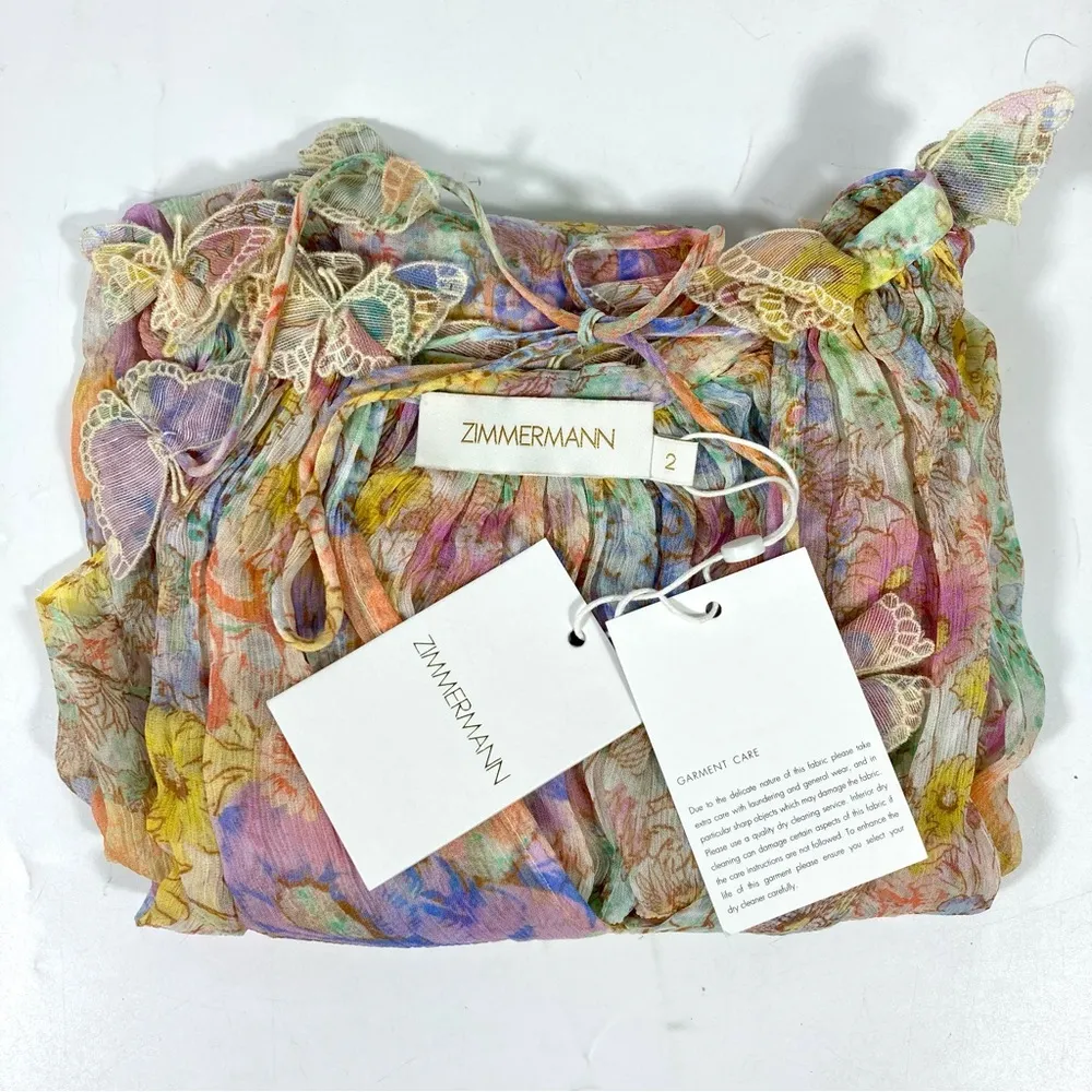 Zimmermann Butterfly Floral Print Top Multi Meadow US 8 NWT - Image 8