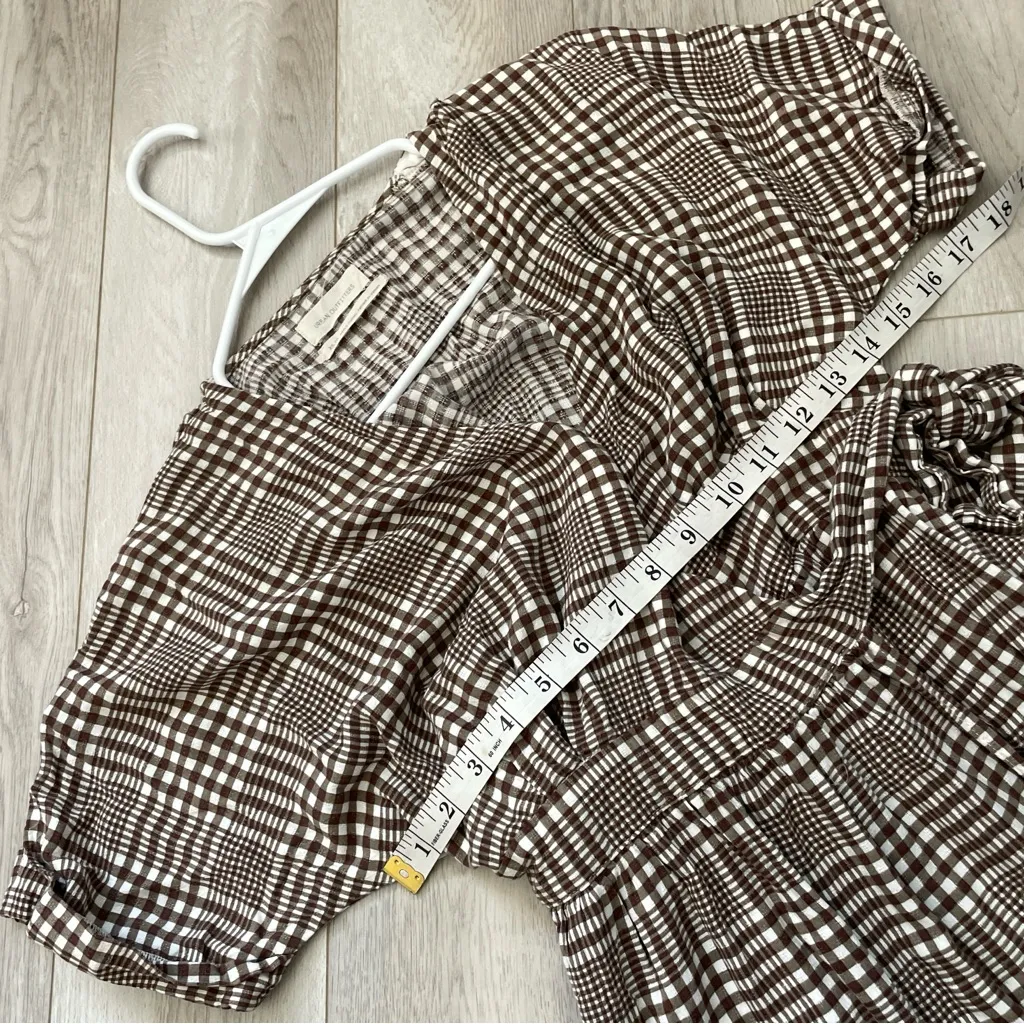 Urban Outfitters Dress plaid gingham wrap midi gabrielle womens Brown (xsmall) - Image 4