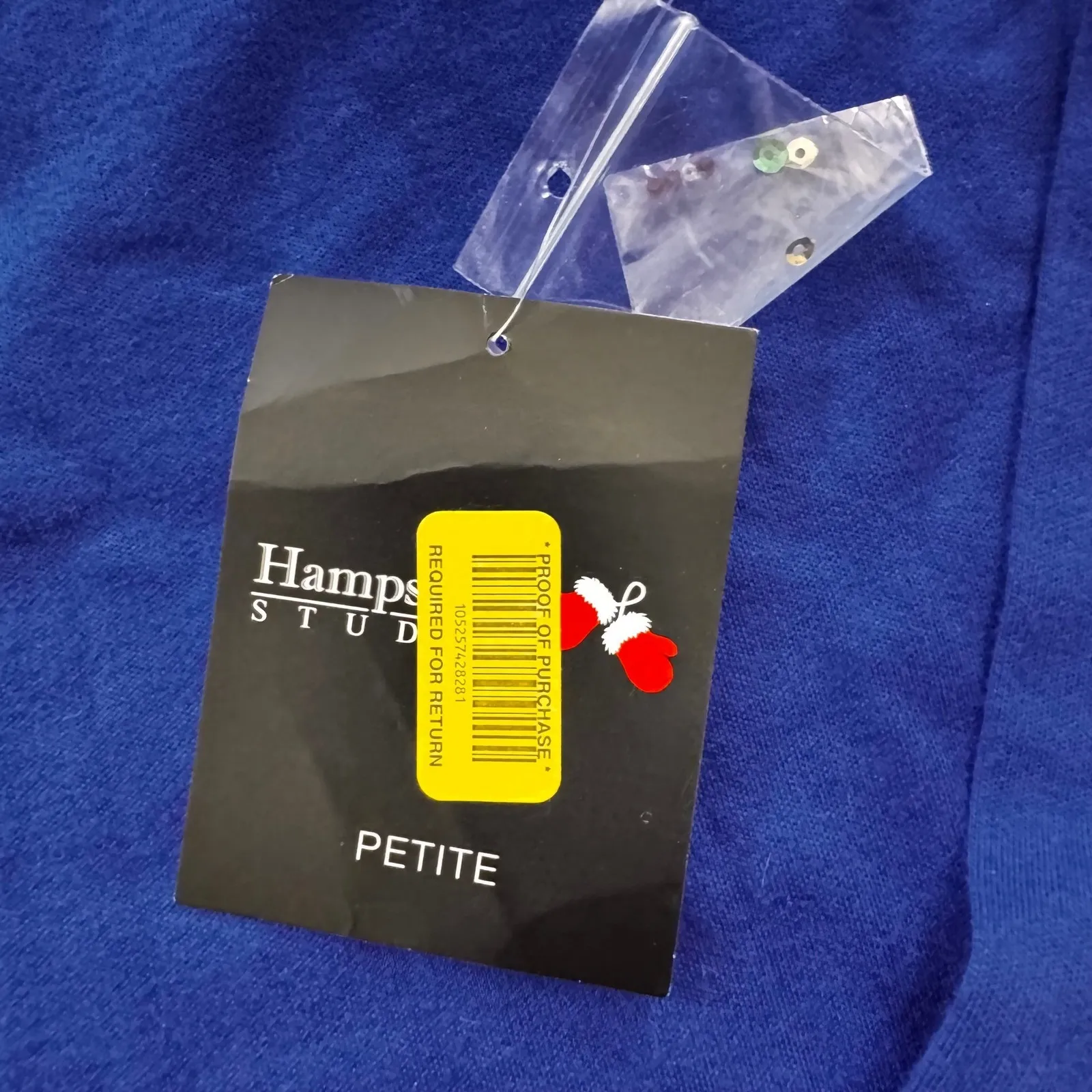 Hampshire Studio Petite Blue‎ Long Sleeve Cat Sequins Holiday T - Image 5