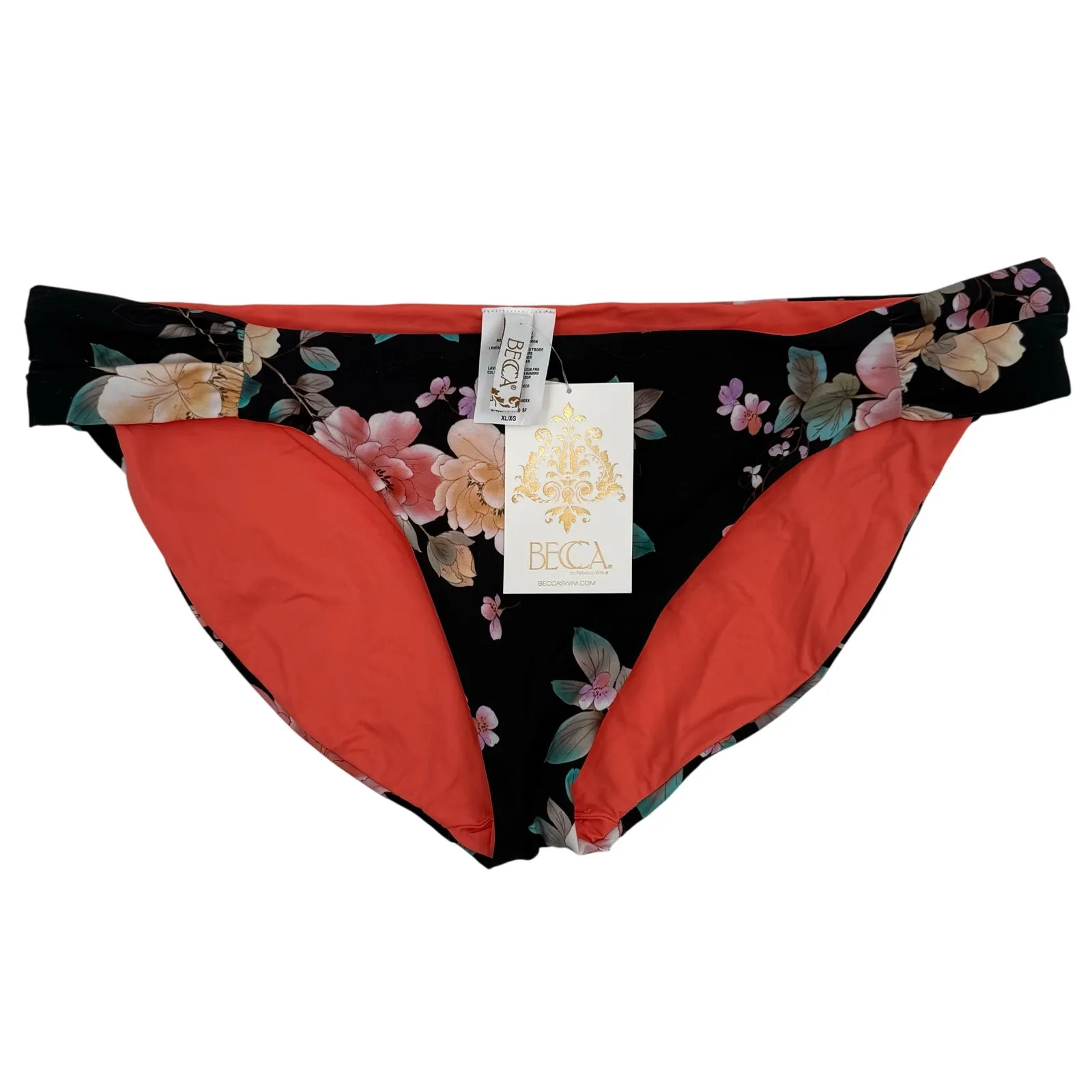 Becca Bikini Bottoms SZ Extra Large American Fit Hipster Floral Swim First Date - Image 3