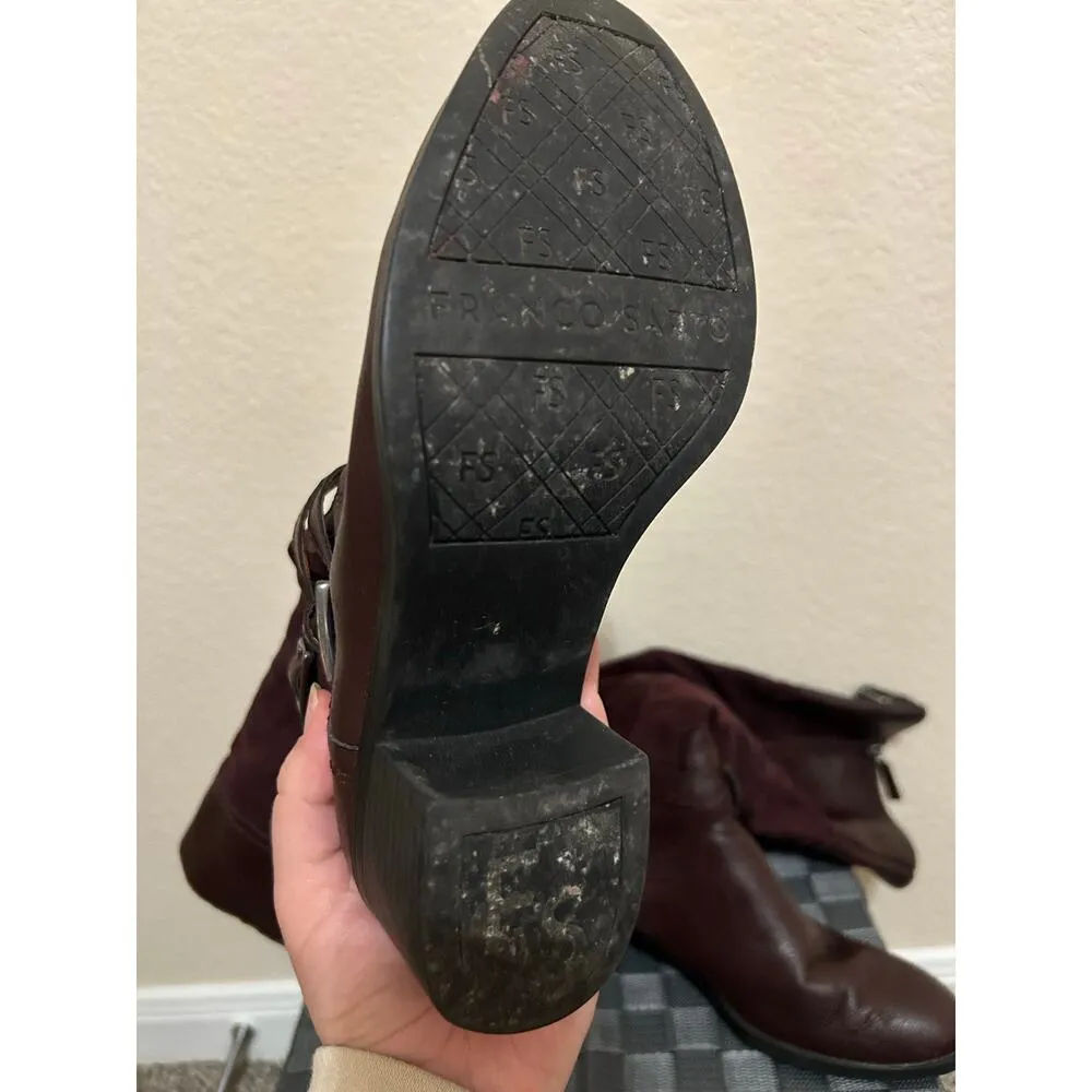 Franco Sarto Boots Womens Size 7.5 Cranberry Red Brown Suede Autumn Western Boho - Image 9