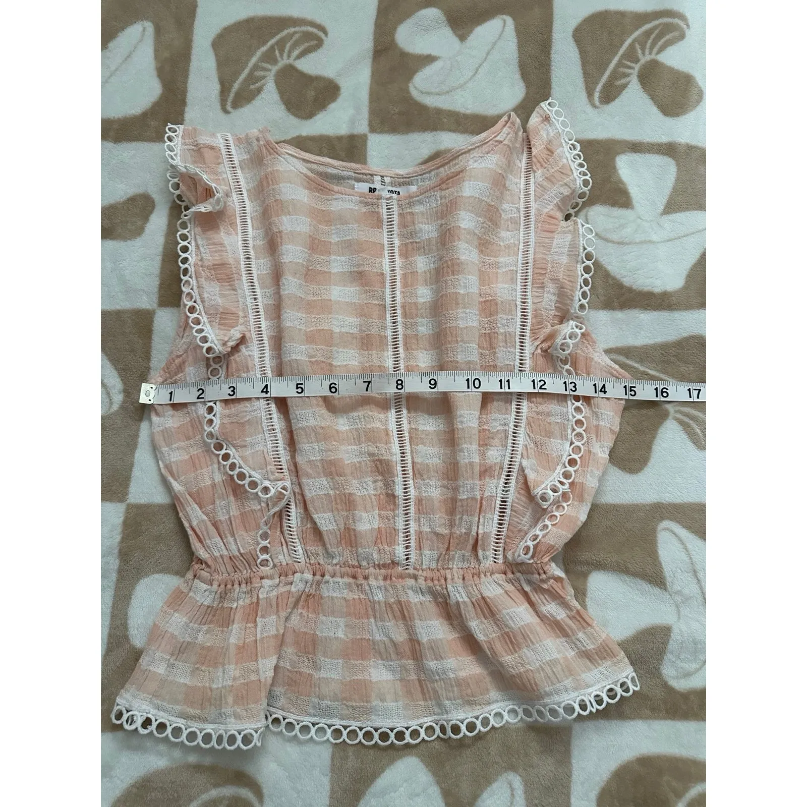 BB Dakota Lisanne‎ Pink Gingham Lace Top Size Small - Image 6