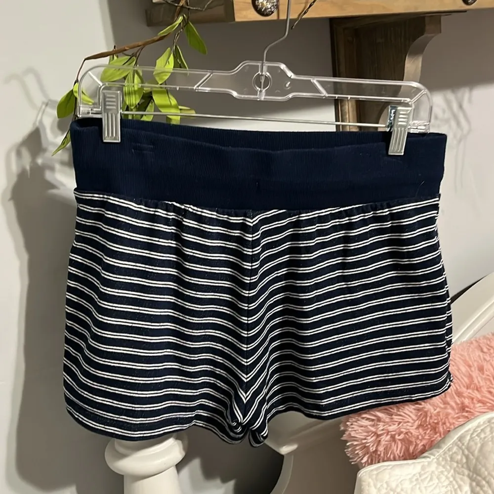 Wild Fable Cotton Knit Shorts Navy Blue Stripe Elastic Drawstring Waist Womens S - Image 3