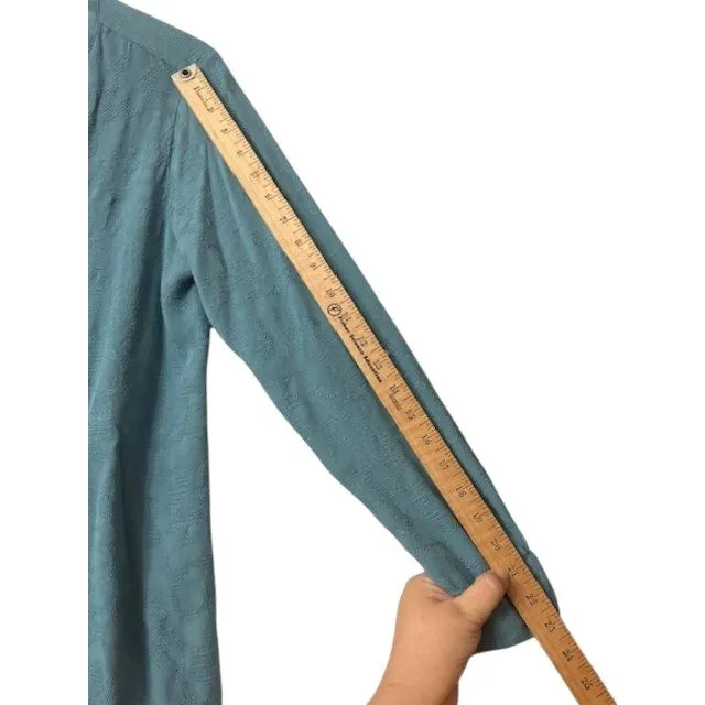 Simply Vera Wang Medium Blouse Blue Floral Long Sleeve V Neck Cottagecore‎ Top - Image 4