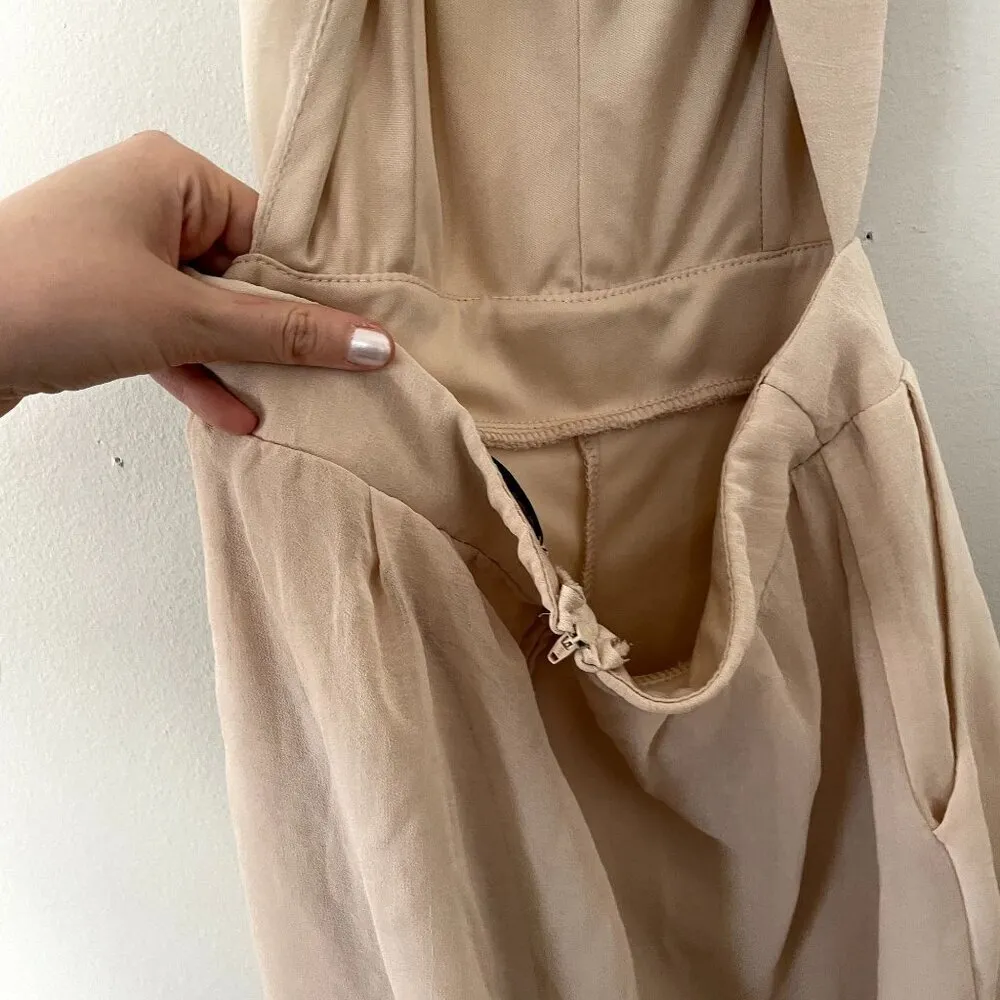 Mystic cream spaghetti strap racerback romper lightweight v-neck style open back - Image 5